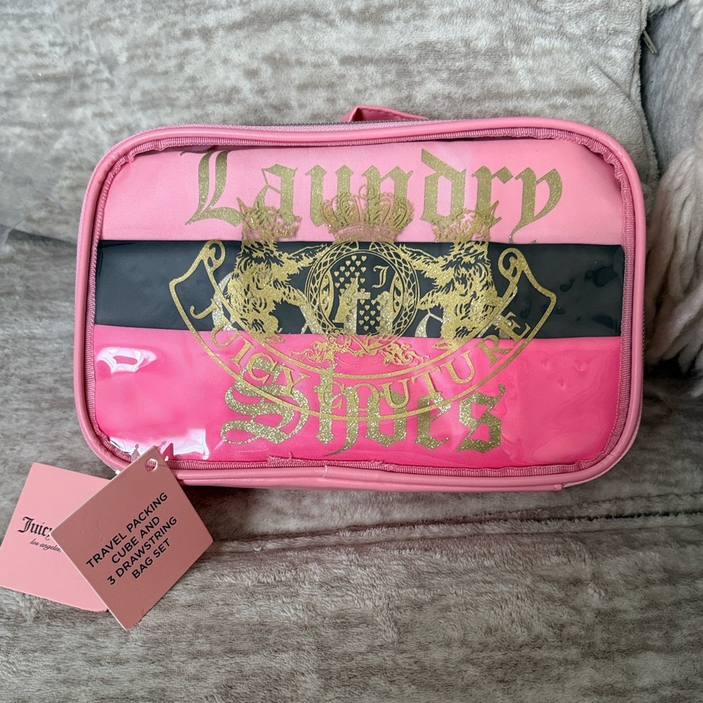 Juicy Couture Pink Packing Cube With 3 Drawstring Bags